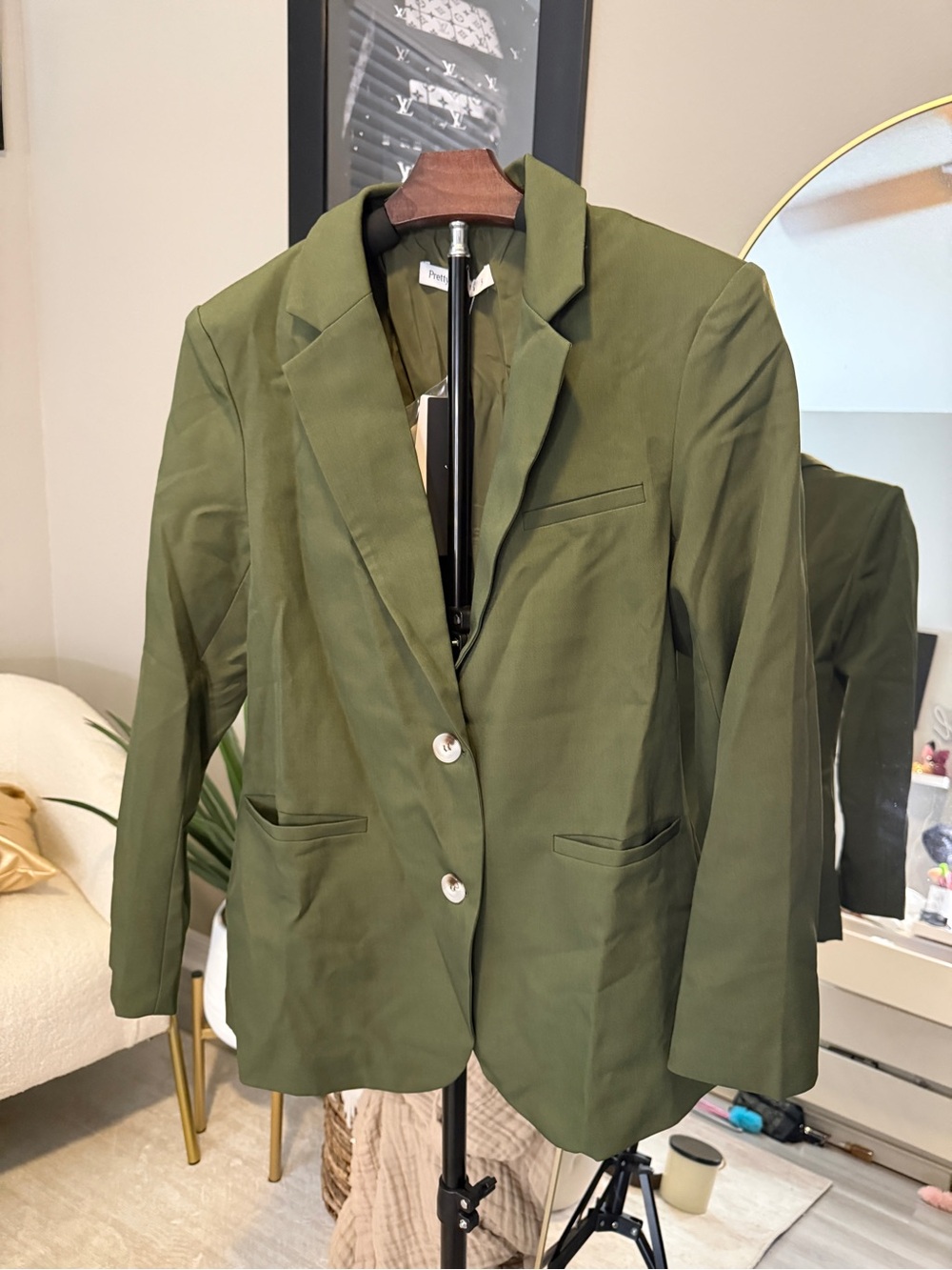 Olive Green Women's Tailored Blazer Jacket